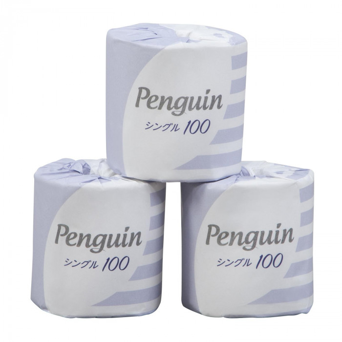 丸富製紙 トイレットペーパー シングル ペンギン 100m 個包装 1R×80セット 1984